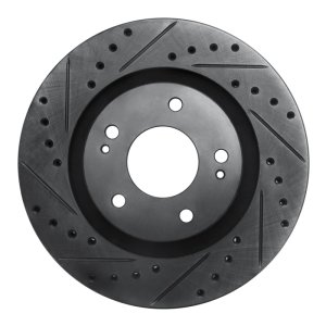 Mitsubishi Outlander PHEV Brake Rotor (1) - Front Left - R1 Concepts - Drilled & Slotted - Black - `05-`22